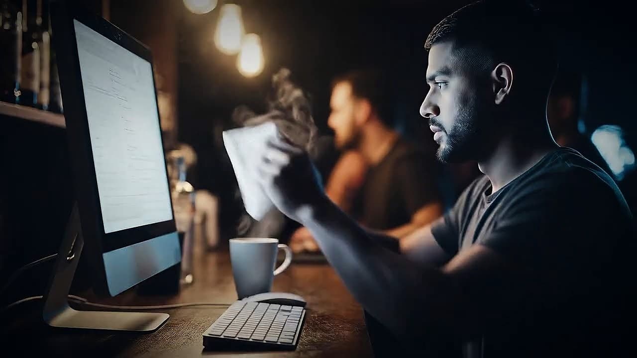 Andrés Cubero planificando el proyecto Objetivo Dakar de noche